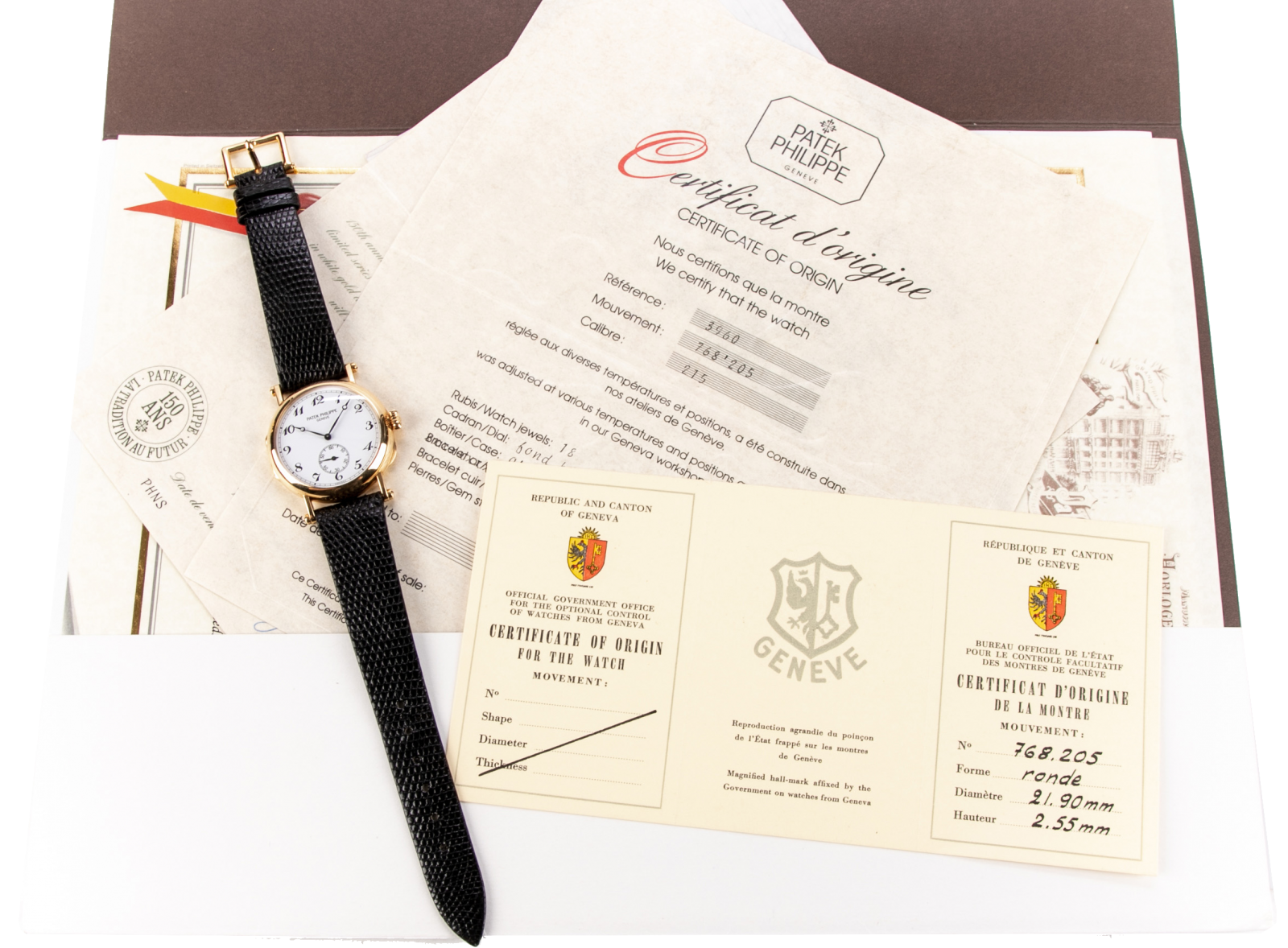 Item 101591 PATEK PHILIPPE WATCH, 150TH ANNIVERSARY, REFERENCE 3960 W/ORIGINAL RECEIPT & OTHER PAPERWORK